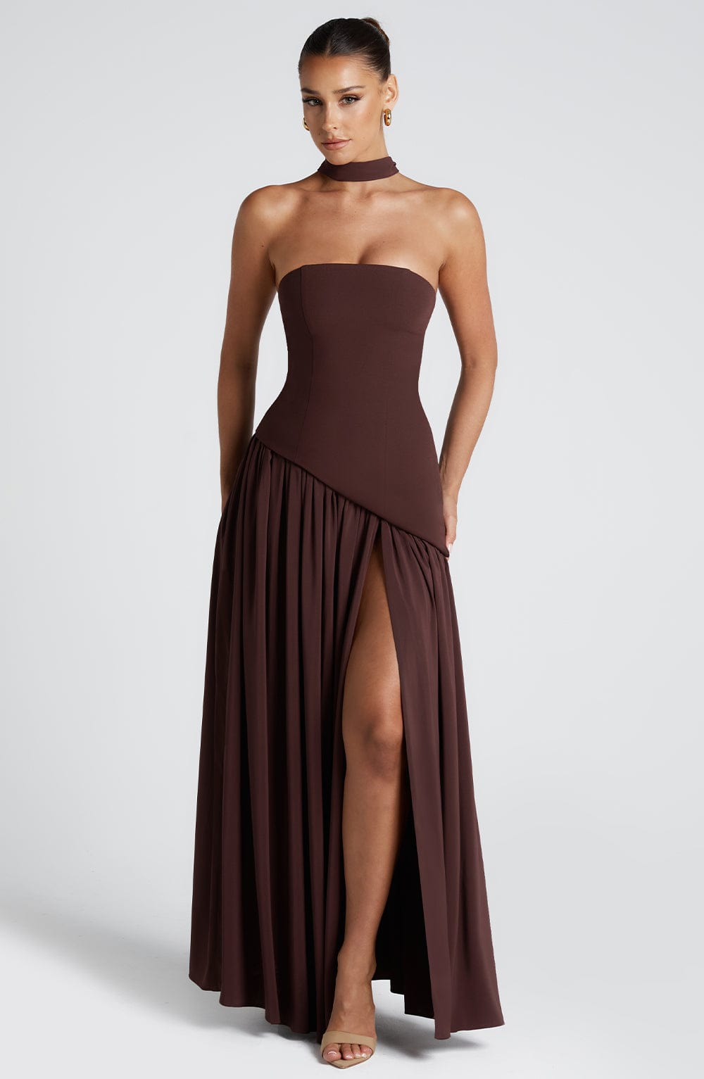 Maliyah Maxi Jurk - Plum Brown