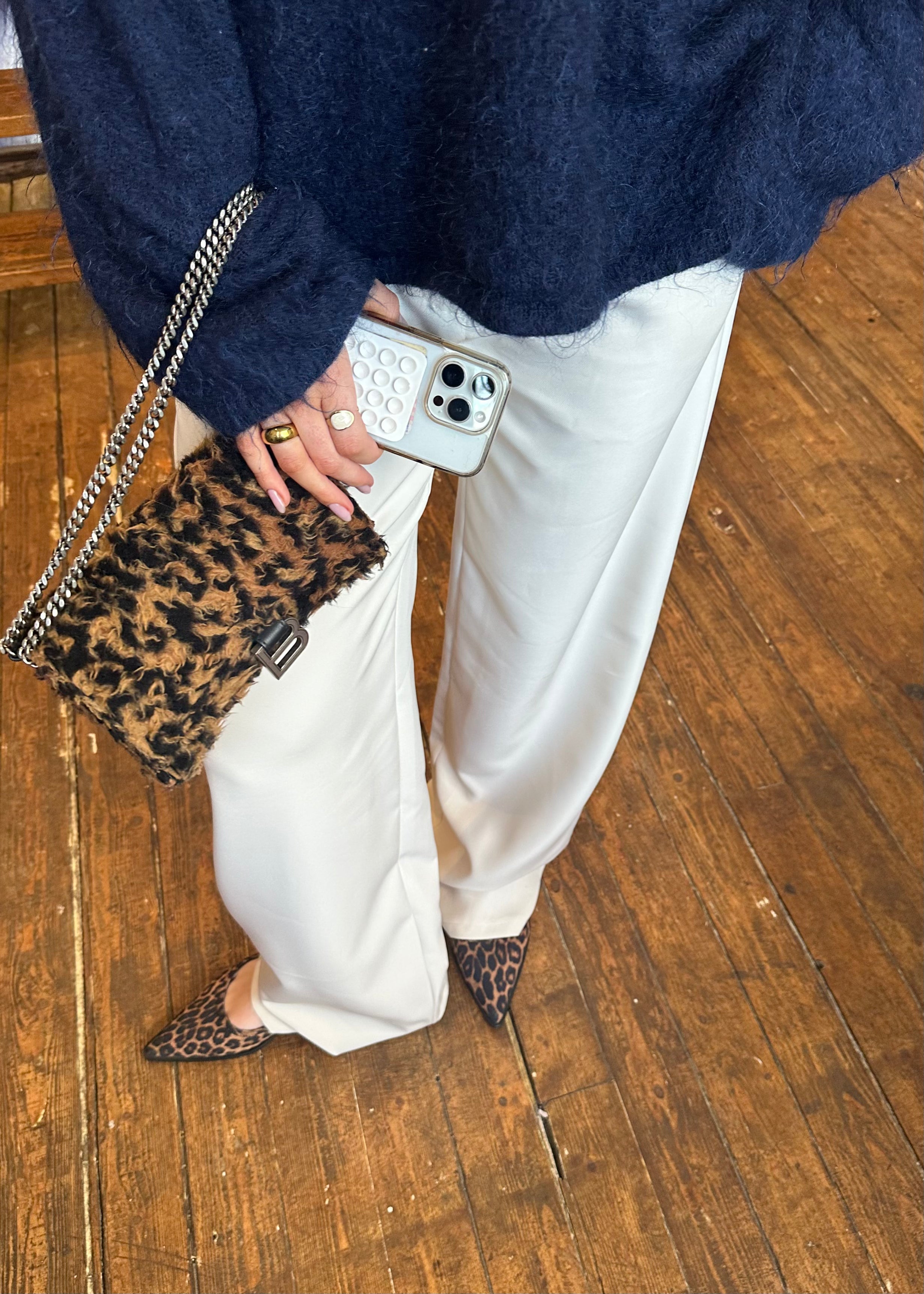 Lage/middelhoge taille broek casual crème