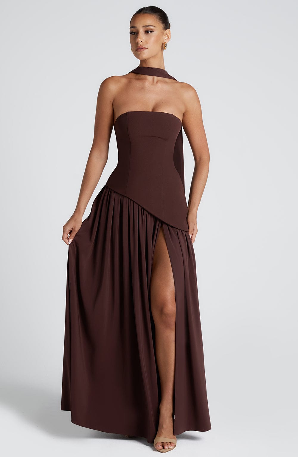 Maliyah Maxi Jurk - Plum Brown