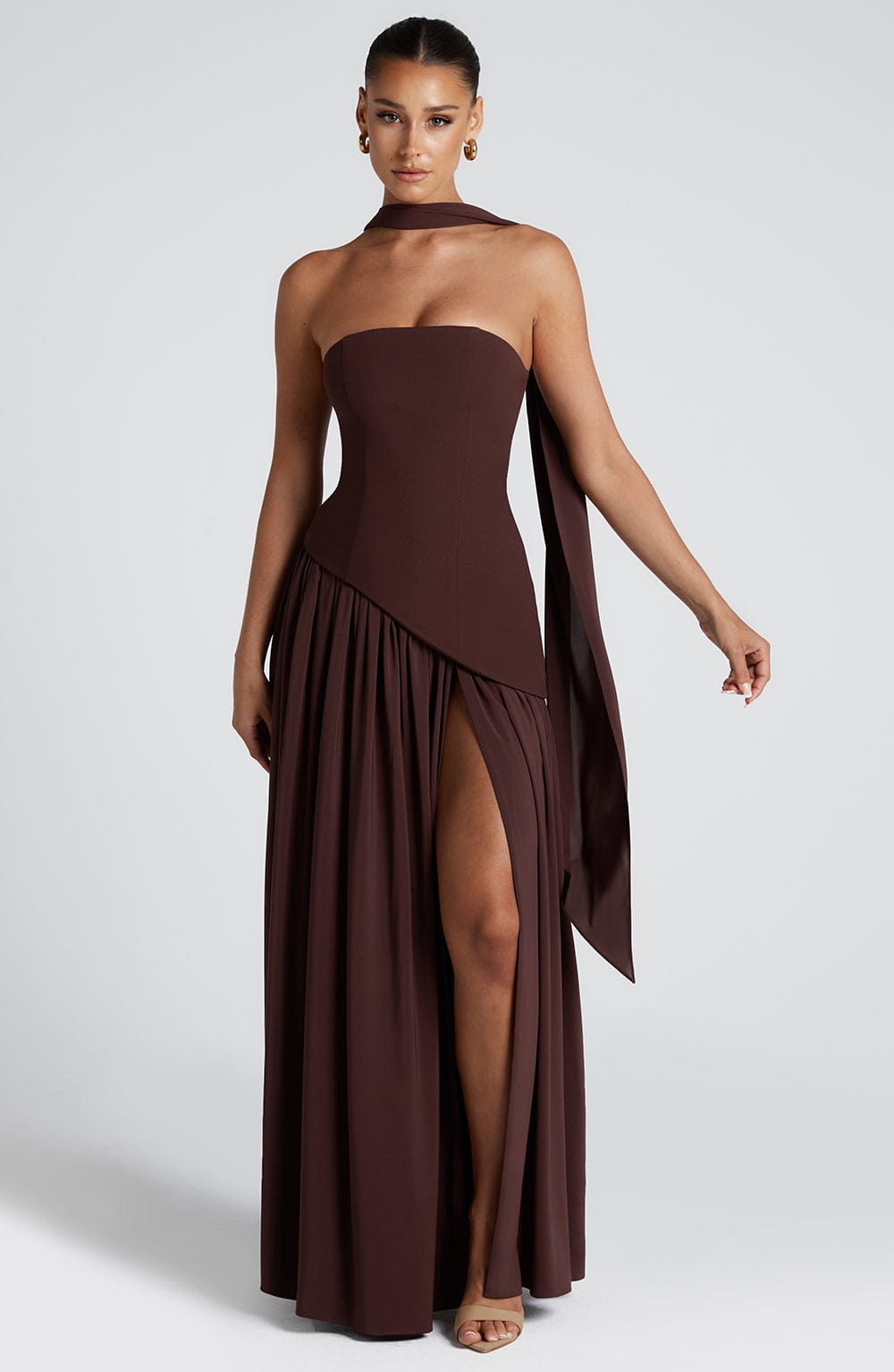 Maliyah Maxi Jurk - Plum Brown